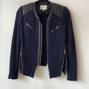 IRO waffle jacket with faux quilted leather detail